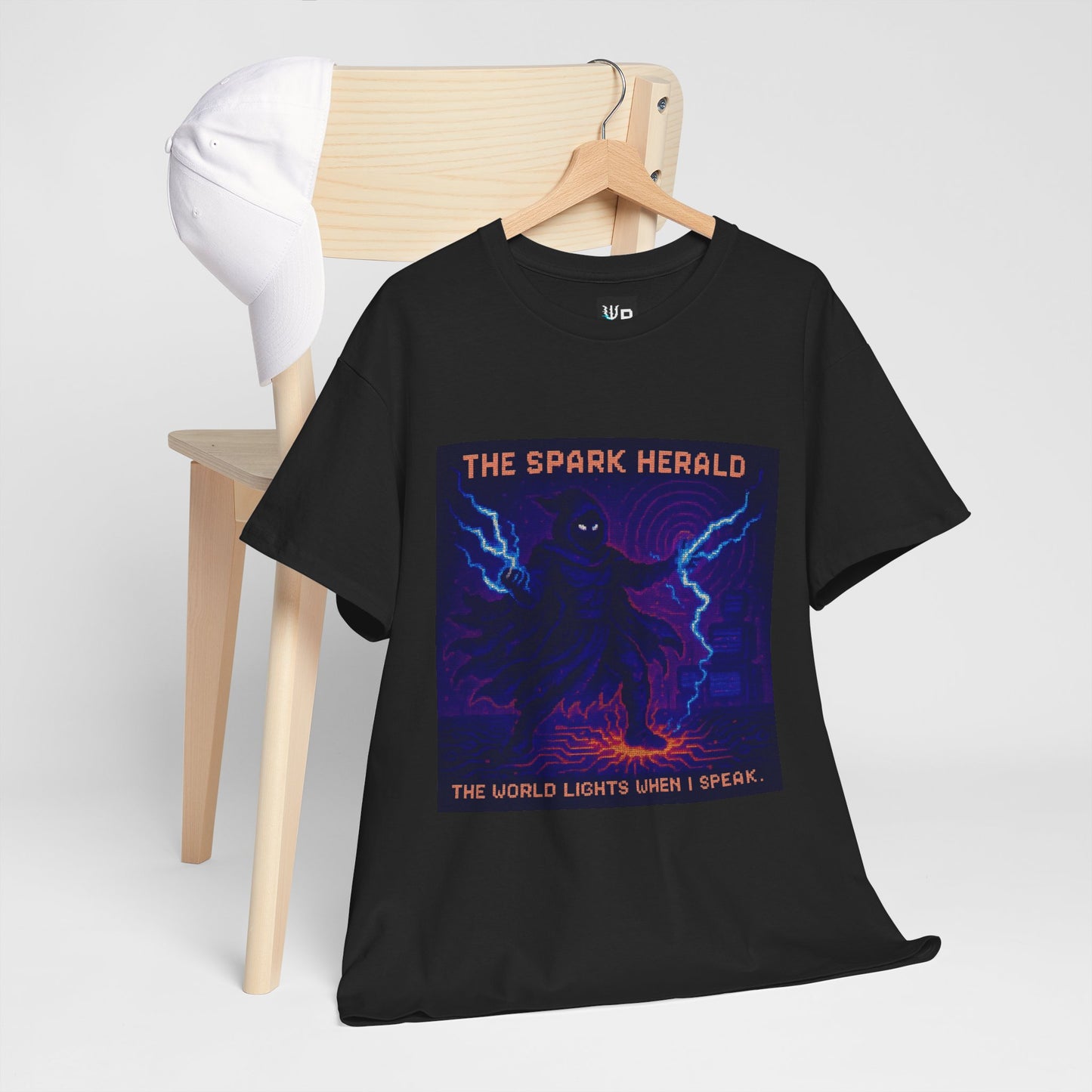 The Spark Herald – Electromagnetism / Lightning Command Pixel Tee - PixelatedPhysics