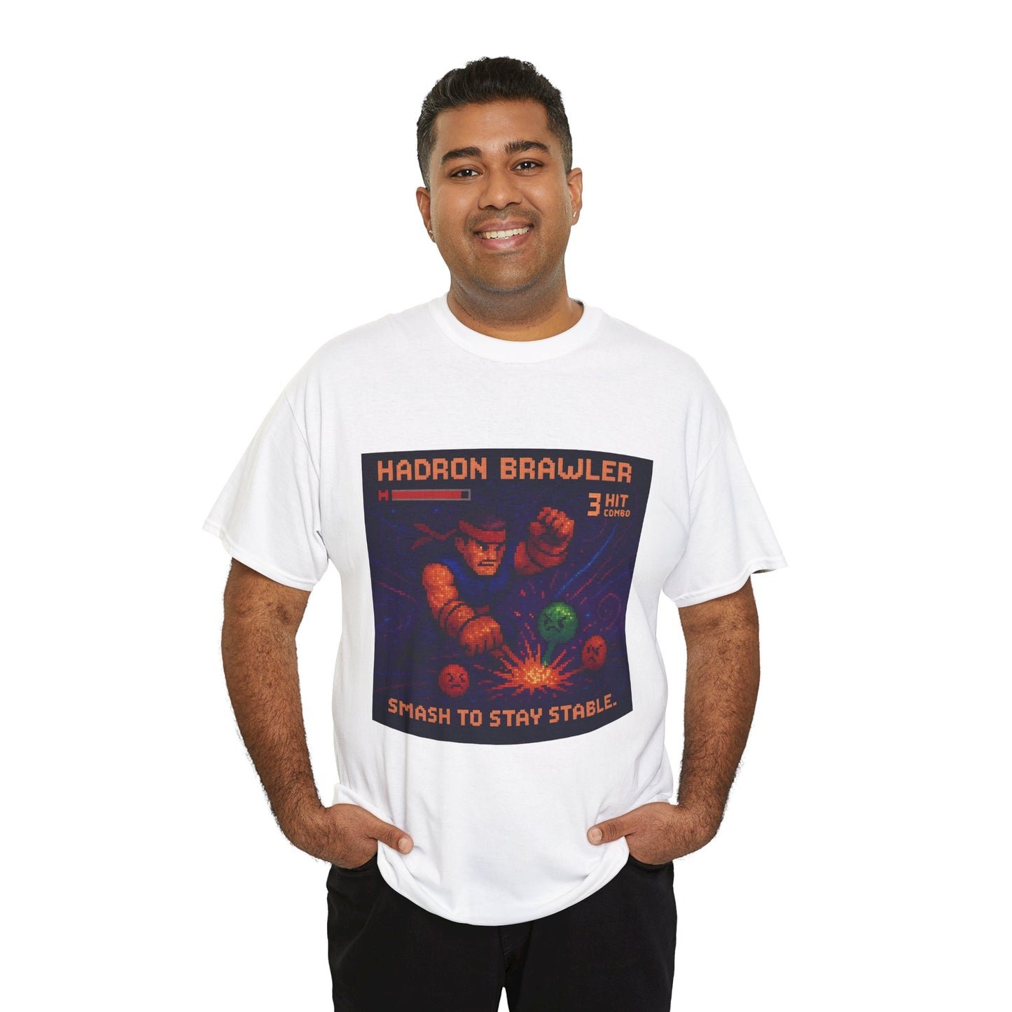 Hadron Brawler – Strong Nuclear Force / Smash Stability Pixel Tee - PixelatedPhysics