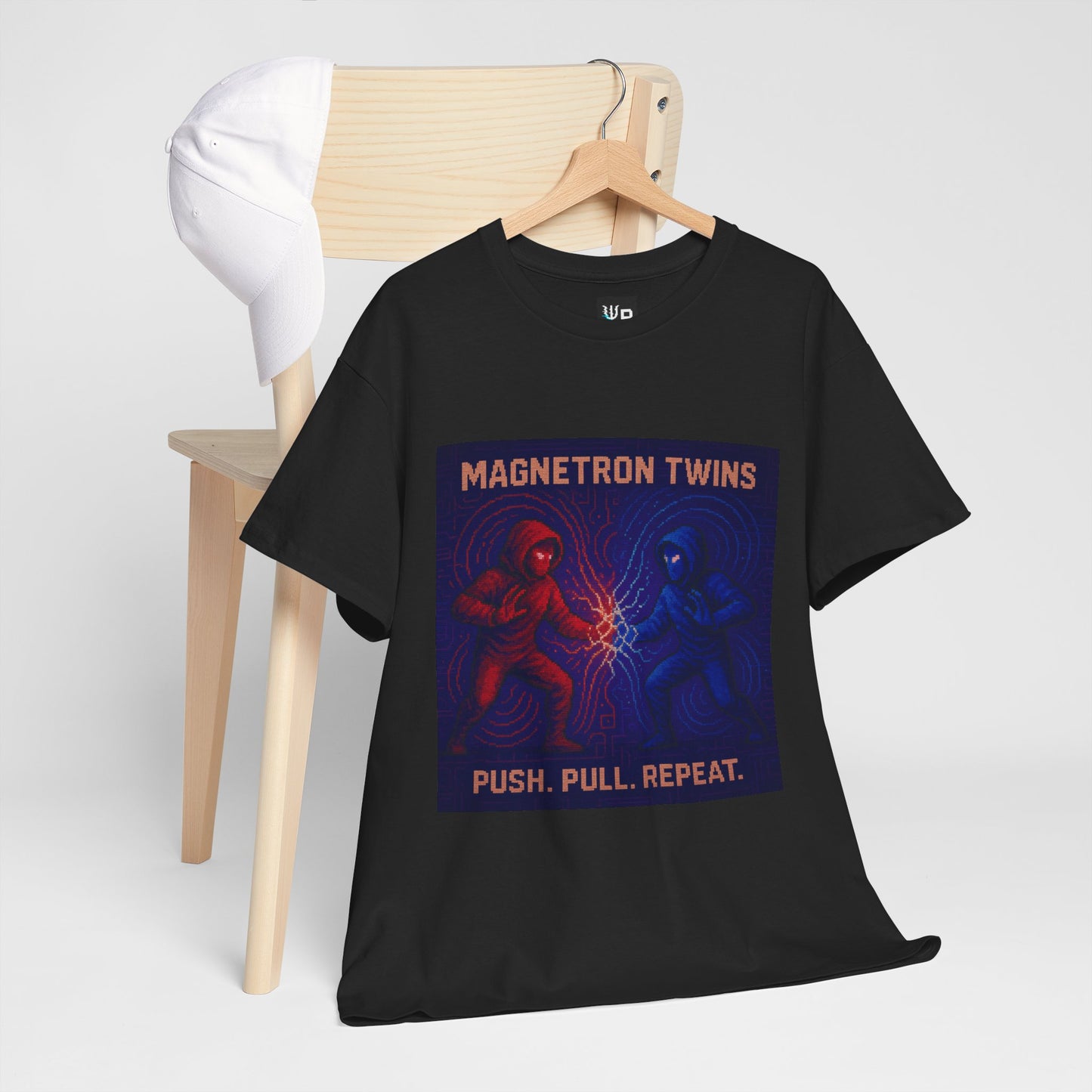 Magnetron Twins – Electromagnetism / Polarity Lock Pixel Tee - PixelatedPhysics