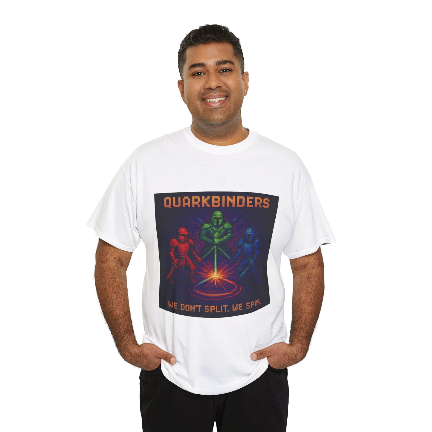 Quarkbinders – Strong Nuclear Force / Tri-Color Spin Lock Pixel Tee - PixelatedPhysics