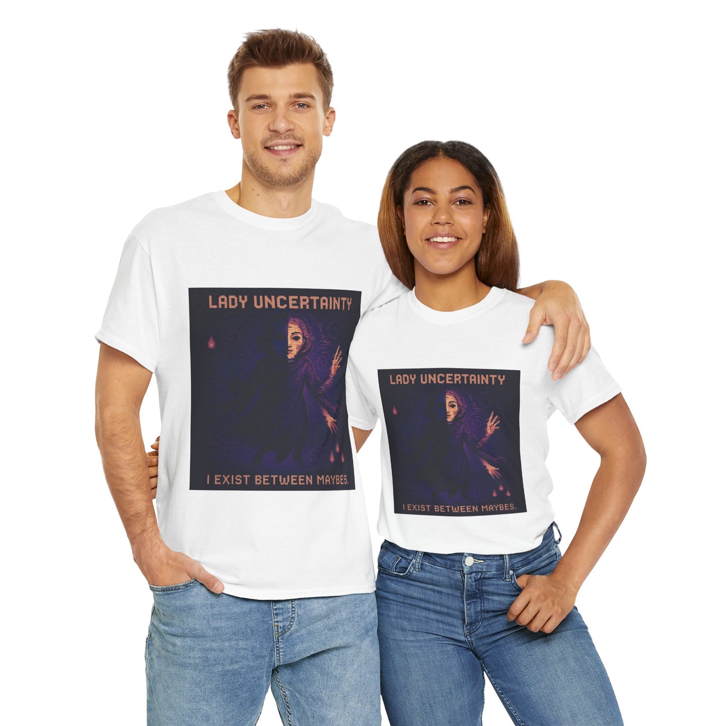 Lady Uncertainty – Quantum Mechanics / Heisenberg’s Limit Pixel Tee - PixelatedPhysics