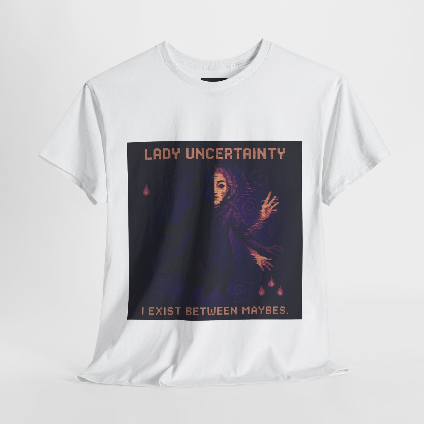 Lady Uncertainty – Quantum Mechanics / Heisenberg’s Limit Pixel Tee - PixelatedPhysics