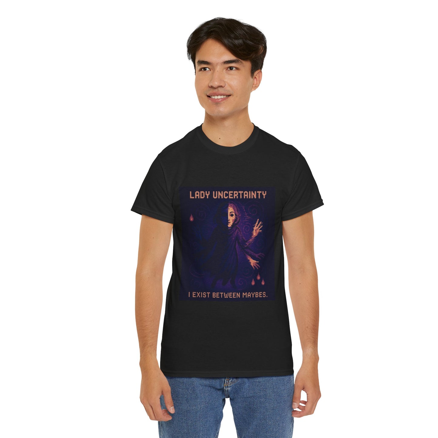Lady Uncertainty – Quantum Mechanics / Heisenberg’s Limit Pixel Tee - PixelatedPhysics