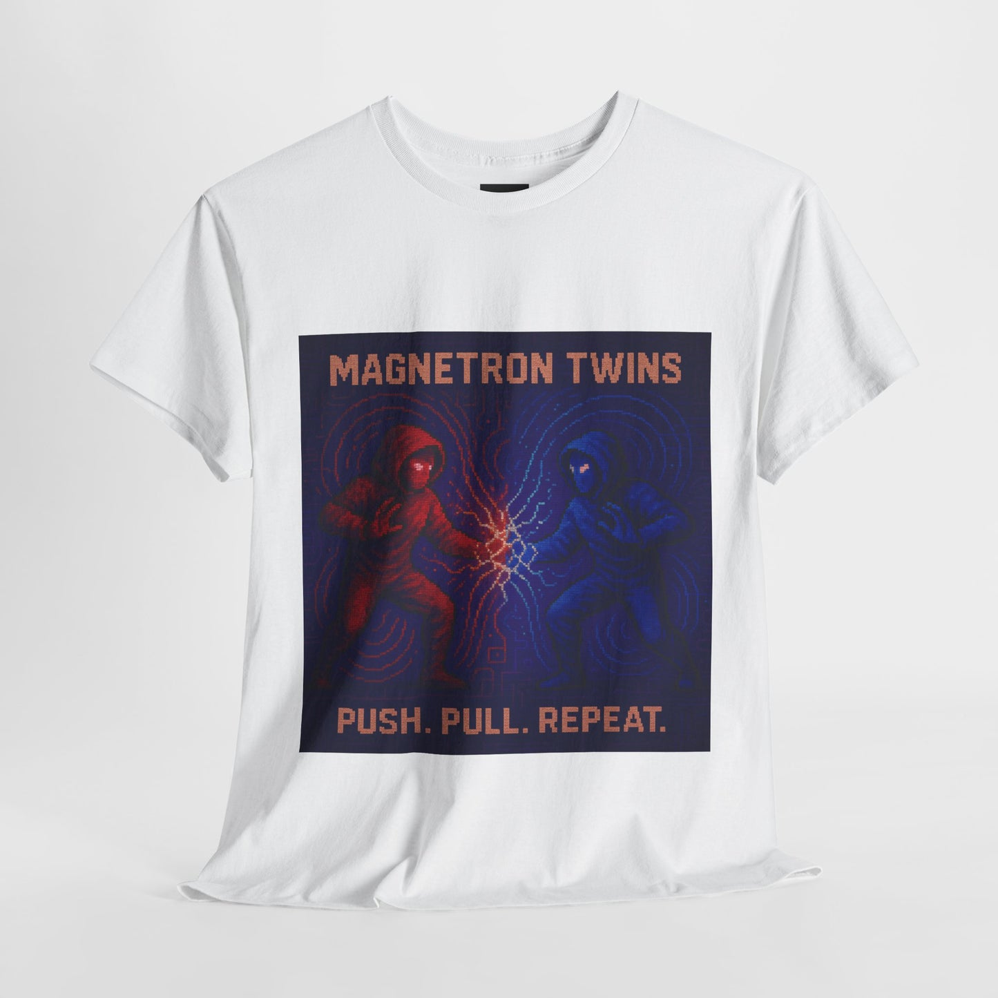 Magnetron Twins – Electromagnetism / Polarity Lock Pixel Tee - PixelatedPhysics