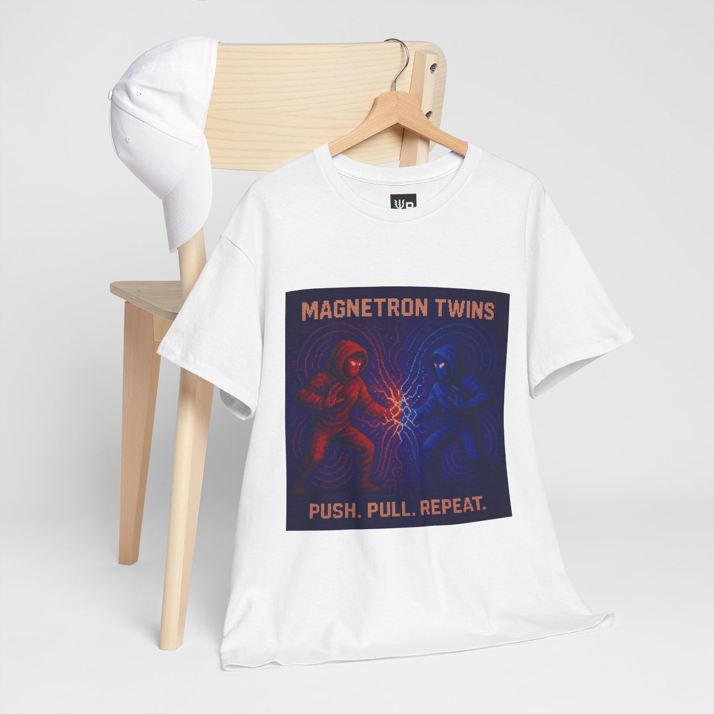 Magnetron Twins – Electromagnetism / Polarity Lock Pixel Tee - PixelatedPhysics