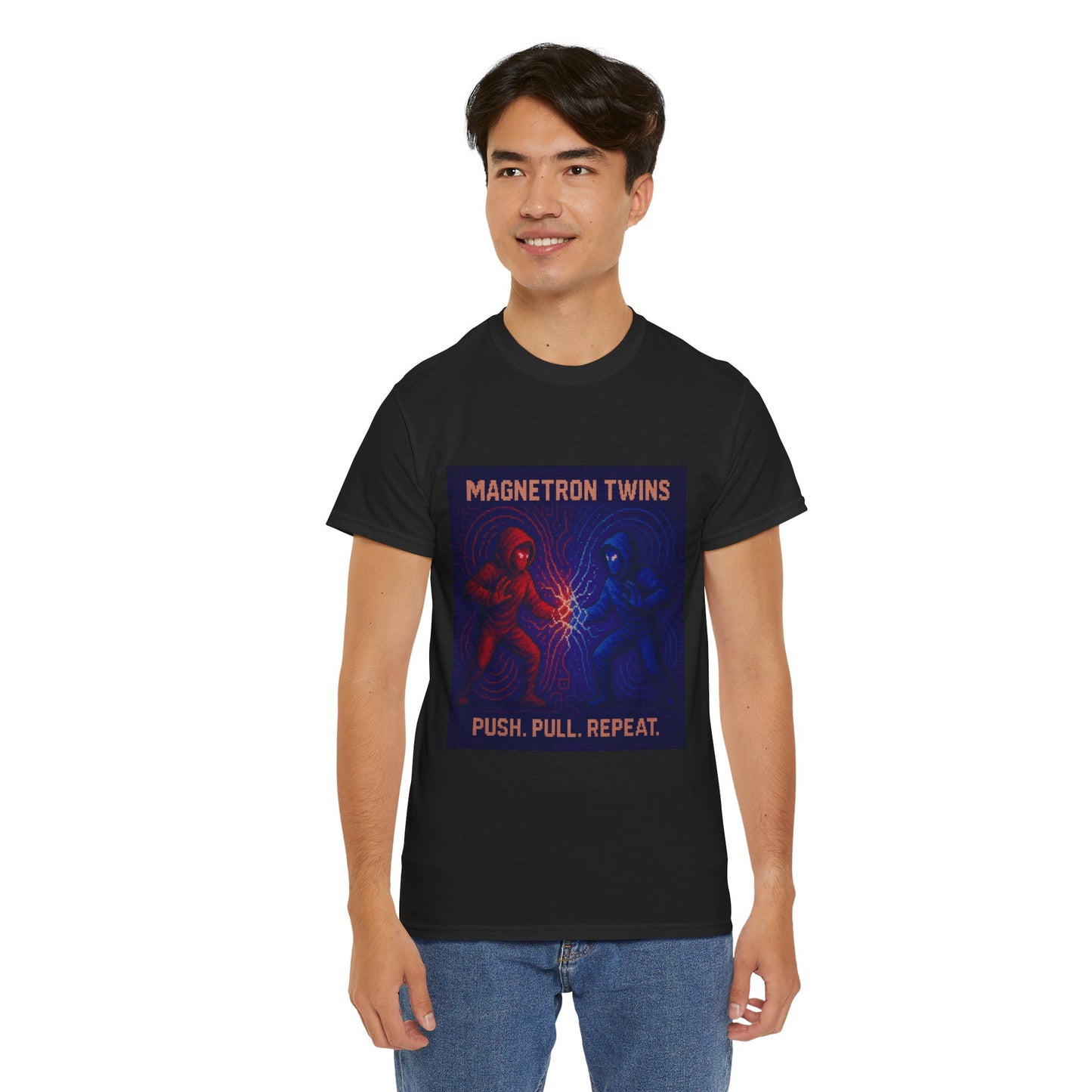 Magnetron Twins – Electromagnetism / Polarity Lock Pixel Tee - PixelatedPhysics