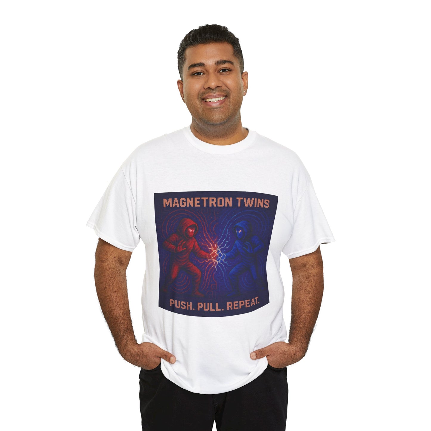 Magnetron Twins – Electromagnetism / Polarity Lock Pixel Tee - PixelatedPhysics
