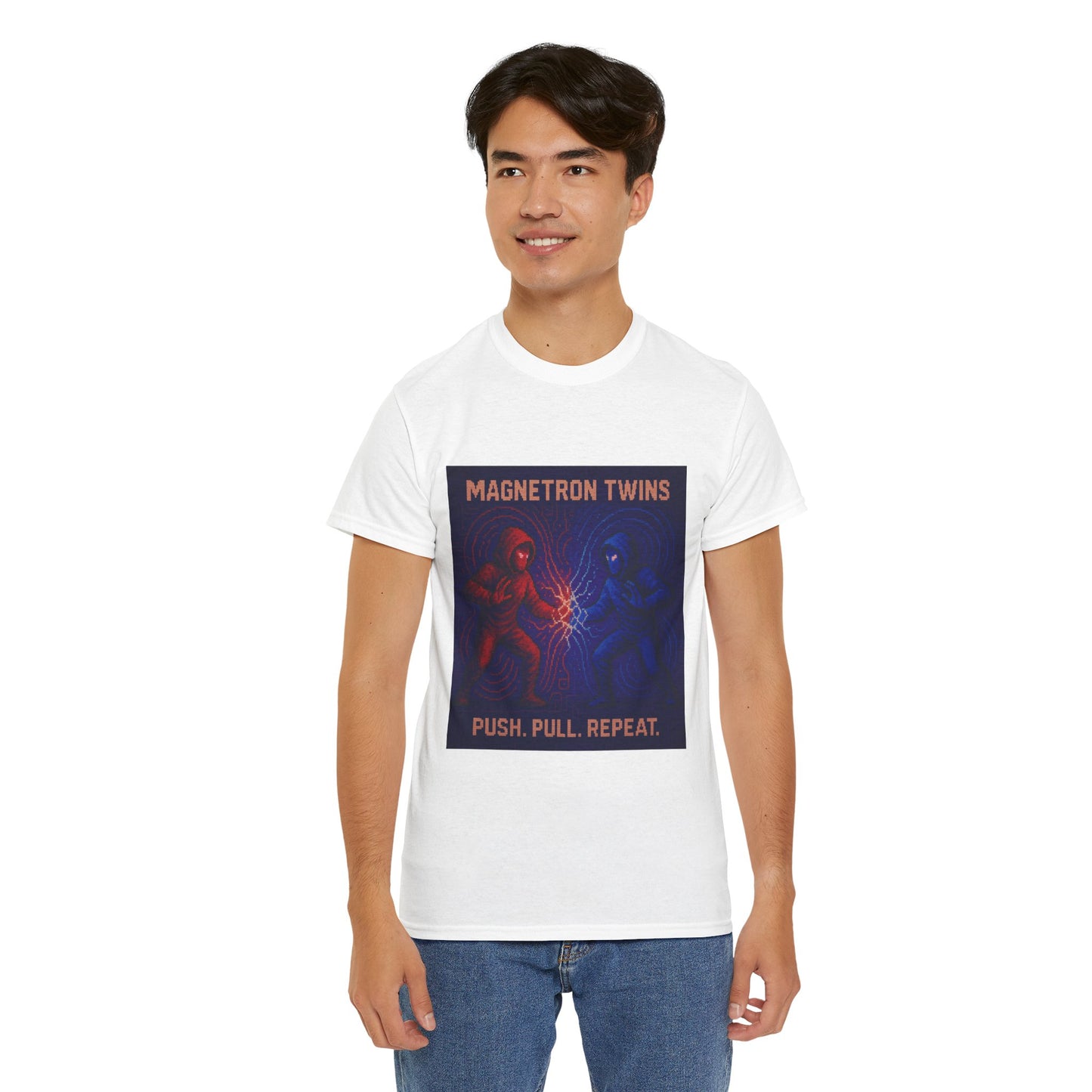 Magnetron Twins – Electromagnetism / Polarity Lock Pixel Tee - PixelatedPhysics