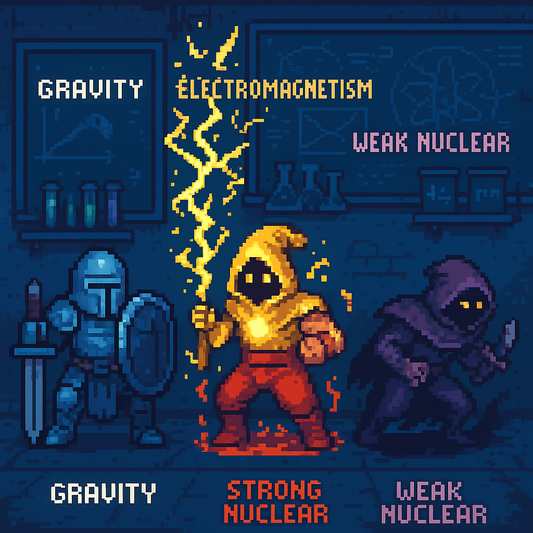 The Four Fundamental Forces Explained by Overworked Pixel Warriors