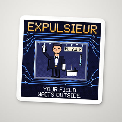 Expulsieur navy pixel-art physics sticker, Meissner effect