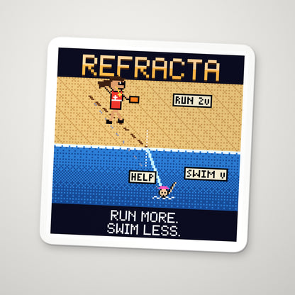 Refracta pixel-art physics sticker – Fermat’s principle of least time