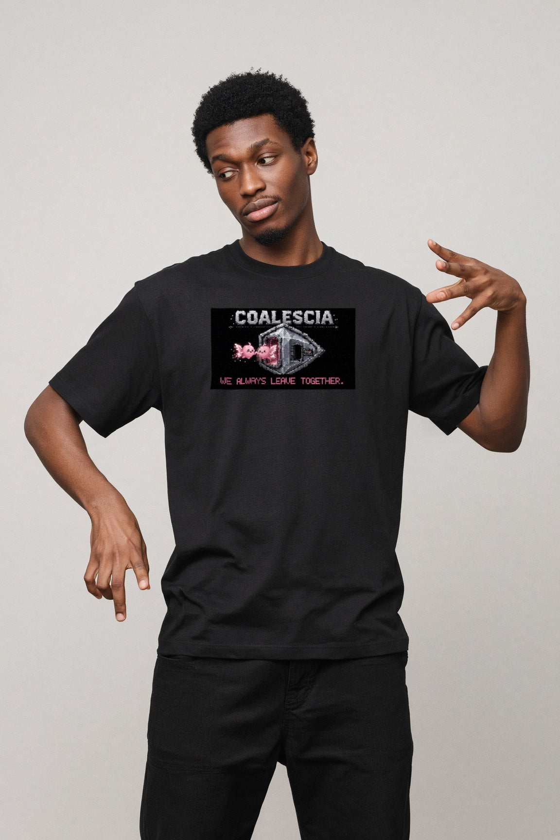 Coalescia – Hong–Ou–Mandel physics T-shirt