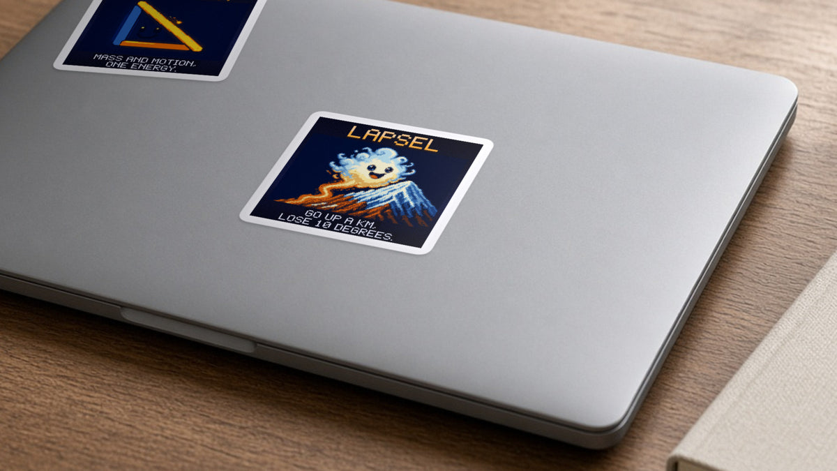 Lapsel pixel-art physics sticker on a laptop