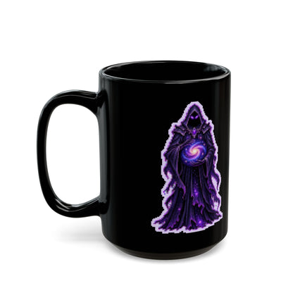 Umbrar – Dark Matter pixel-art physics mug, black ceramic, view 7