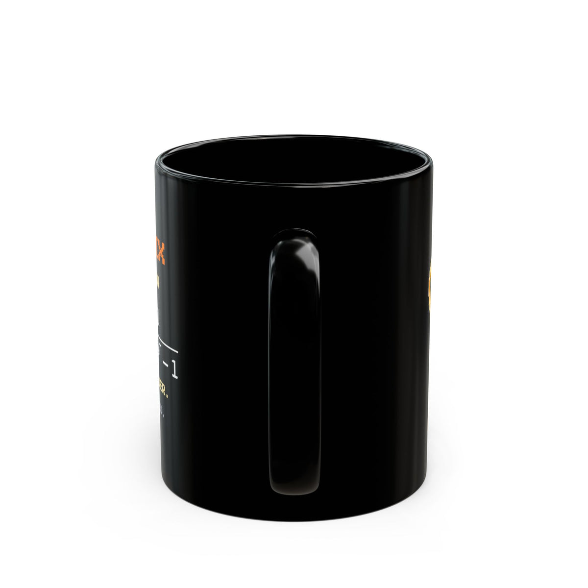 Radiatrix – Blackbody Radiation pixel-art physics mug, black ceramic, view 5