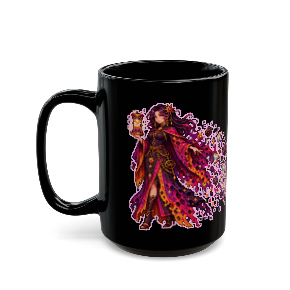 Disordra – Entropy pixel-art physics mug, black ceramic, view 7