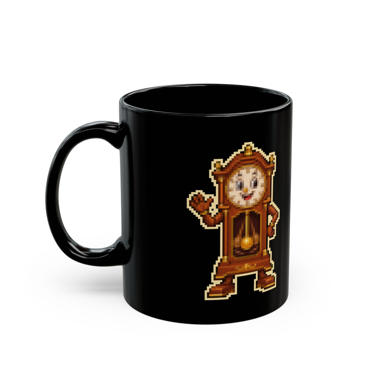 Pendulo – Simple Pendulum pixel-art physics mug, black ceramic, view 4