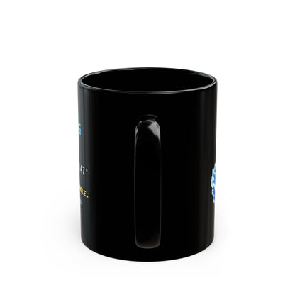 Wakewing – Kelvin Wake pixel-art physics mug, black ceramic, view 5