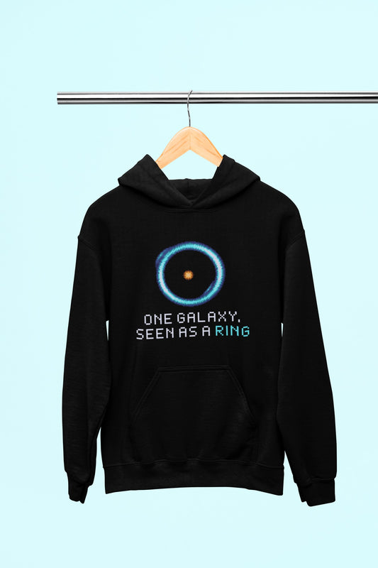 Einstein Ring Hoodie – ONE GALAXY, SEEN AS A RING | Pixelated Physics – flat front