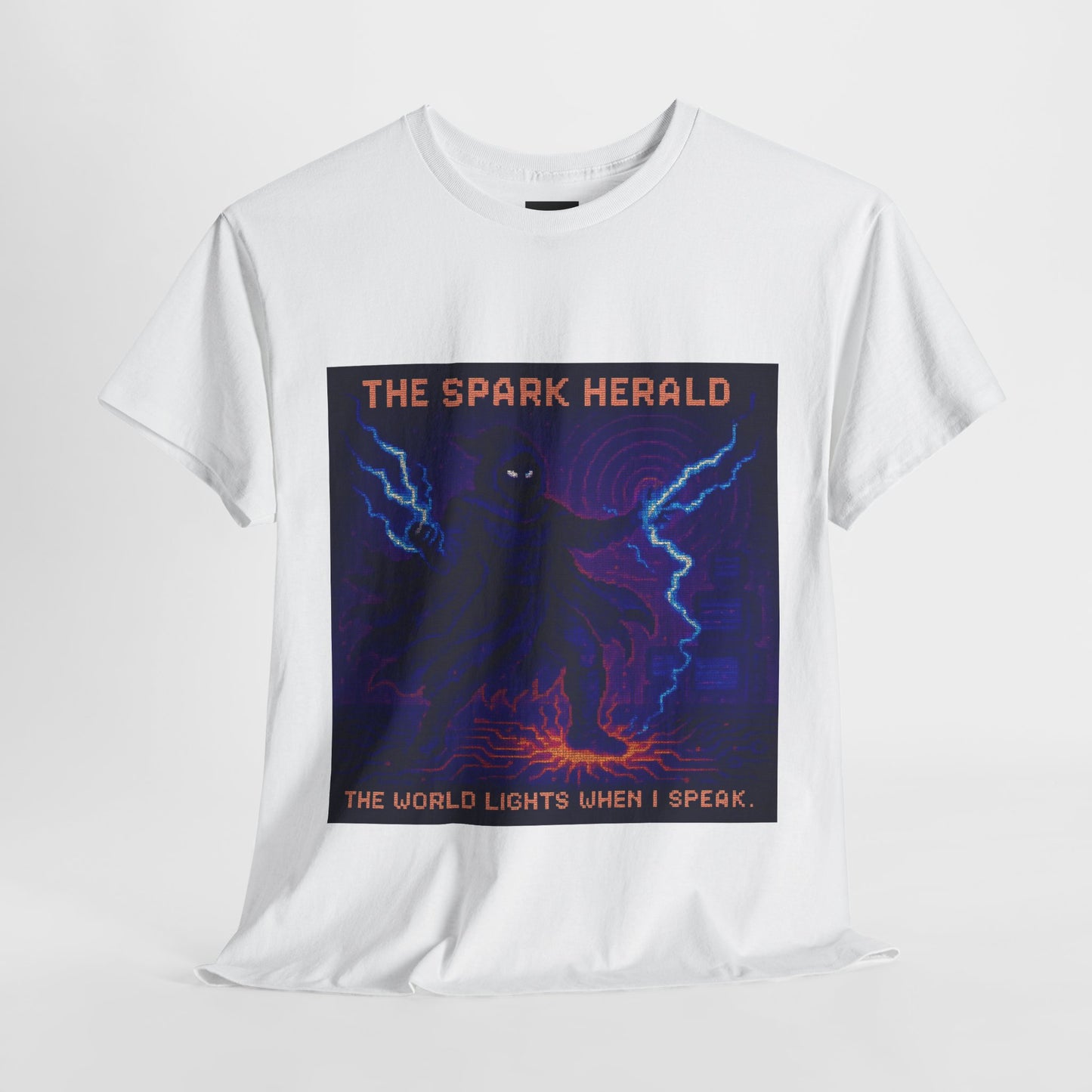 The Spark Herald – Electromagnetism / Lightning Command Pixel Tee - PixelatedPhysics