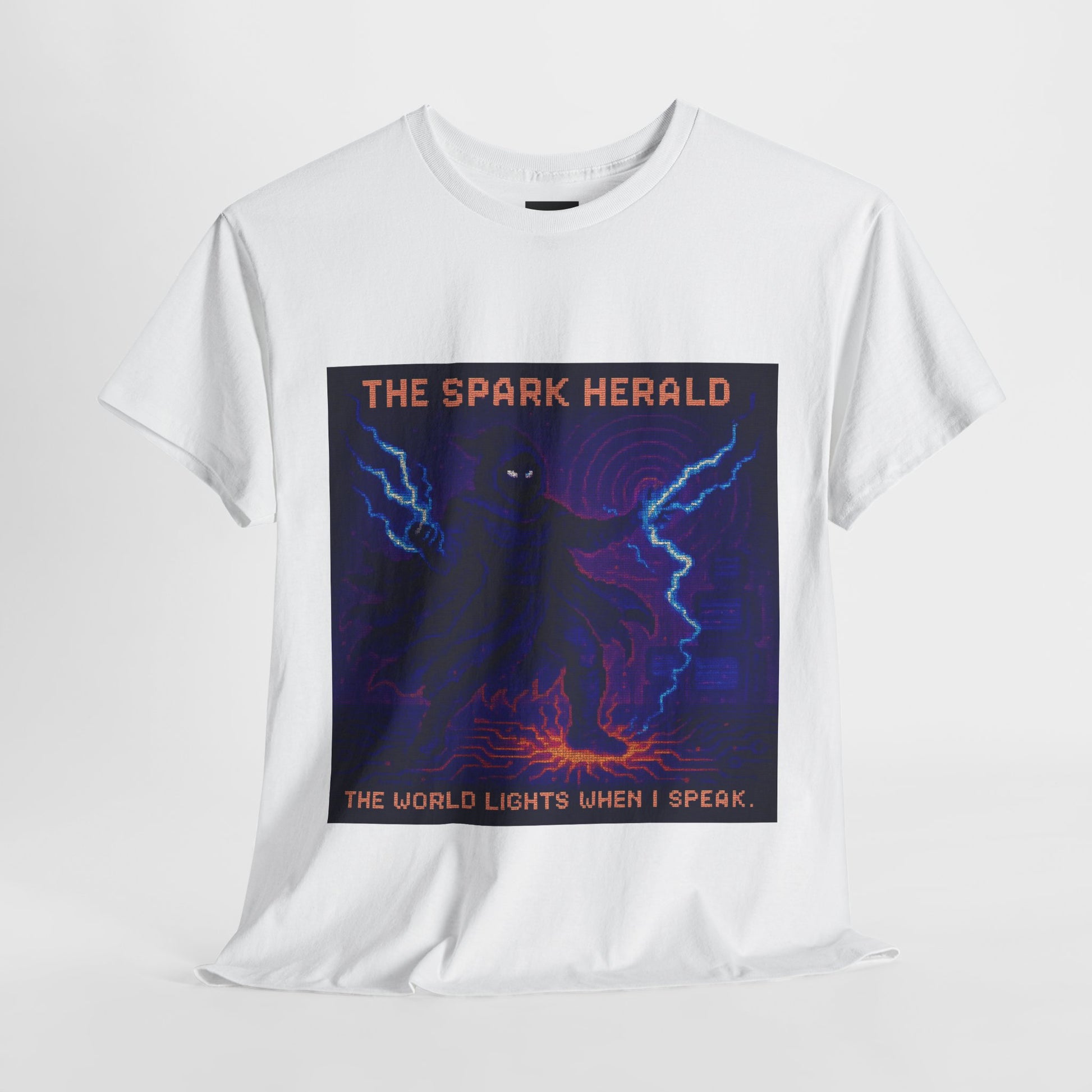 The Spark Herald – Electromagnetism / Lightning Command Pixel Tee - PixelatedPhysics
