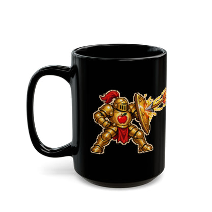 Inertio – Newton’s Second Law pixel-art physics mug, black ceramic, view 7