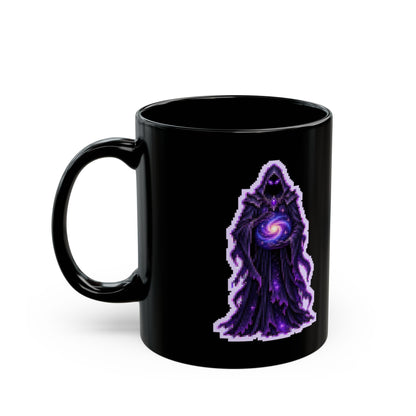 Umbrar – Dark Matter pixel-art physics mug, black ceramic, view 4