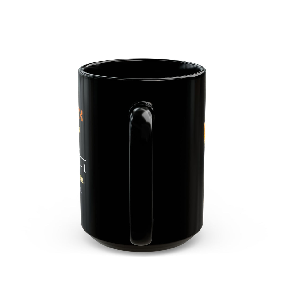 Radiatrix – Blackbody Radiation pixel-art physics mug, black ceramic, view 8