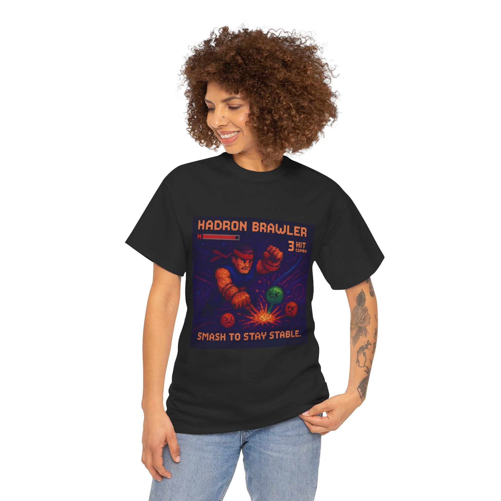 Hadron Brawler – Strong Nuclear Force / Smash Stability Pixel Tee - PixelatedPhysics
