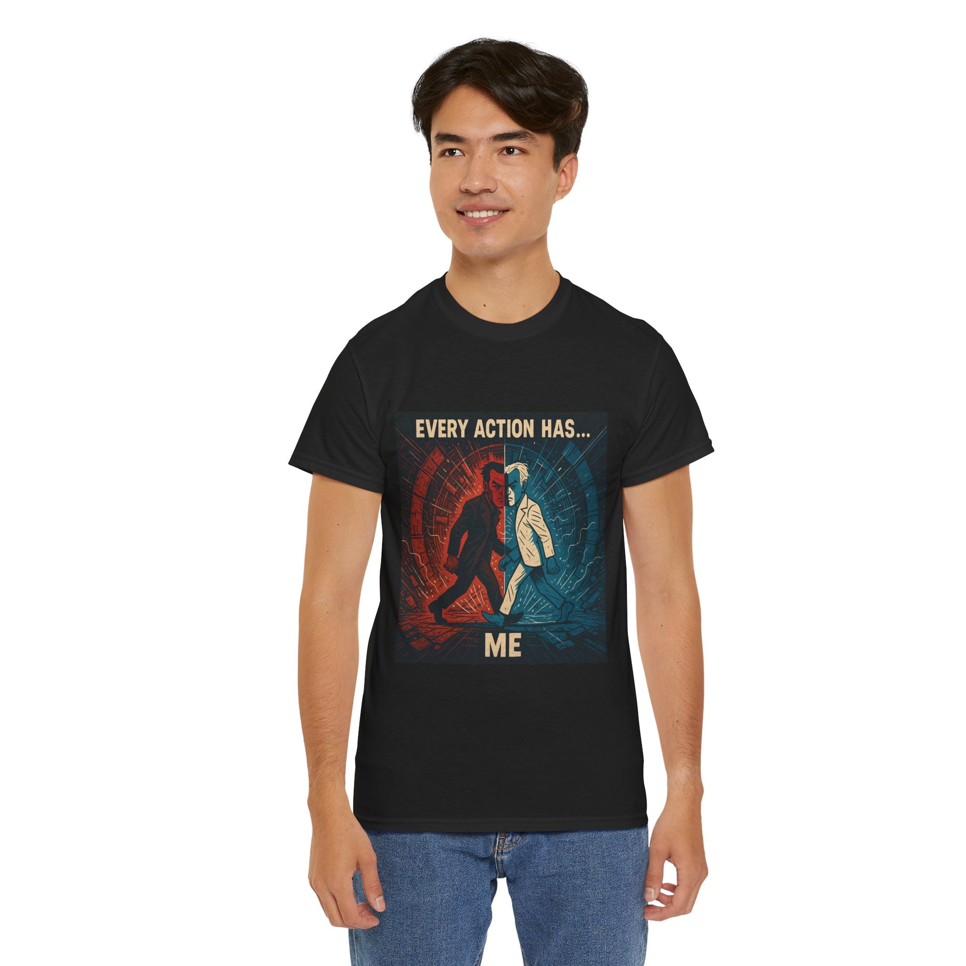 Every Action Has... Me – Newton's Third Law Pixel Tee - PixelatedPhysics