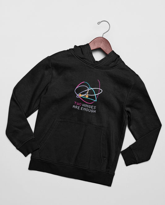 Double Pendulum Hoodie – TWO HINGES ARE ENOUGH | Pixelated Physics – flat front