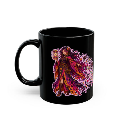 Disordra – Entropy pixel-art physics mug, black ceramic, view 4
