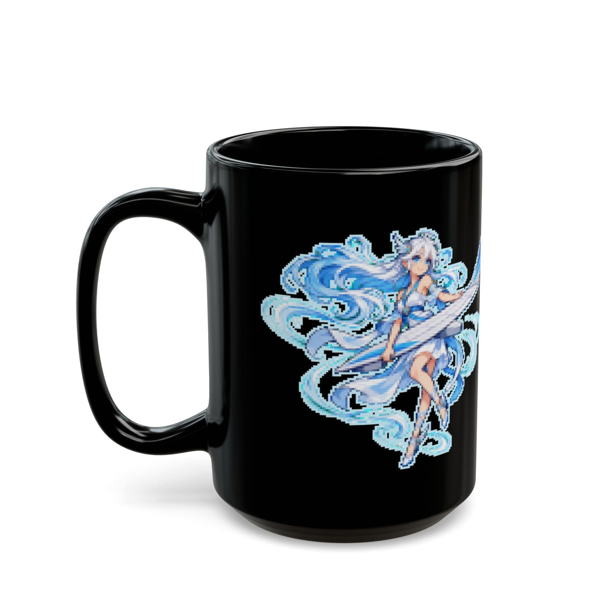 Bernoulla – Bernoulli’s Principle pixel-art physics mug, black ceramic, view 7