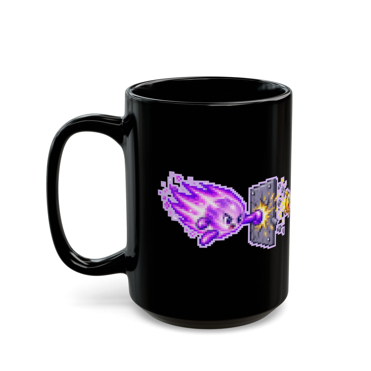 Photonix – Photoelectric Effect pixel-art physics mug, black ceramic, view 7