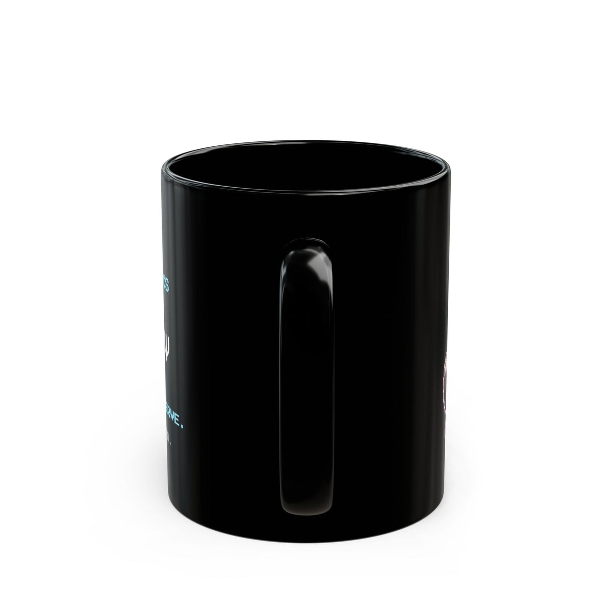 Psykat – Schrödinger Equation pixel-art physics mug, black ceramic, view 5