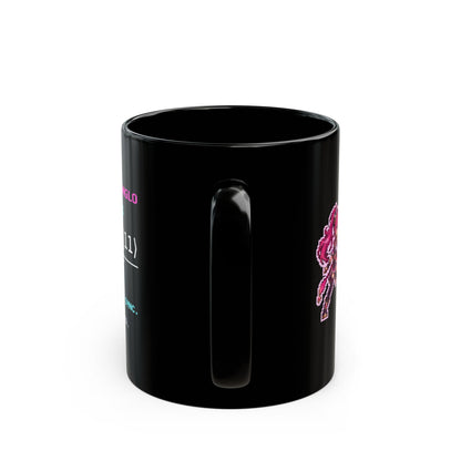Entangla & Entanglo – Quantum Entanglement pixel-art physics mug, black ceramic, view 5
