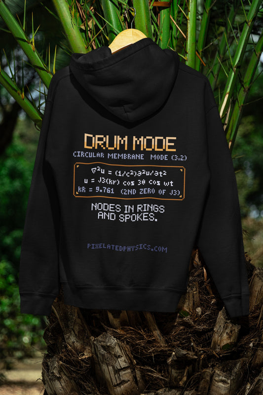 Drum Mode Hoodie – SOME DRUMS SOUND IDENTICAL | Pixelated Physics – flat back