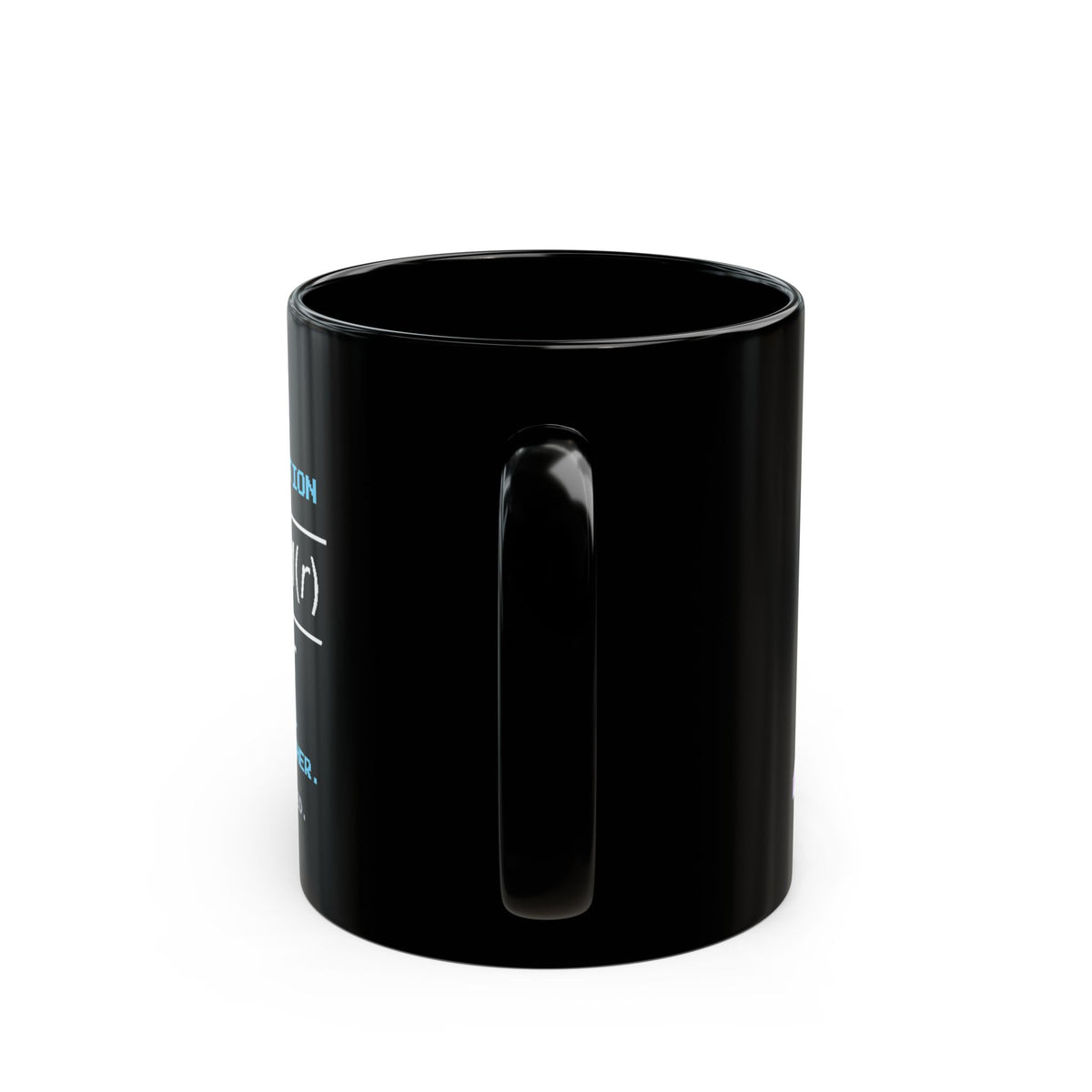 Umbrar – Dark Matter pixel-art physics mug, black ceramic, view 5