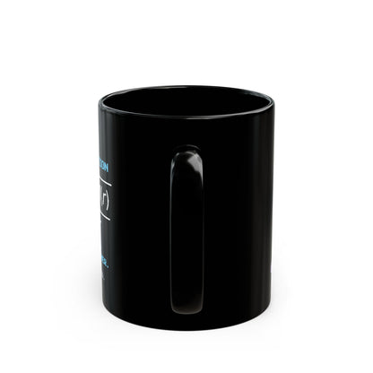 Umbrar – Dark Matter pixel-art physics mug, black ceramic, view 5