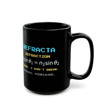 Refracta – Snell’s Law pixel-art physics mug, black ceramic, view 6
