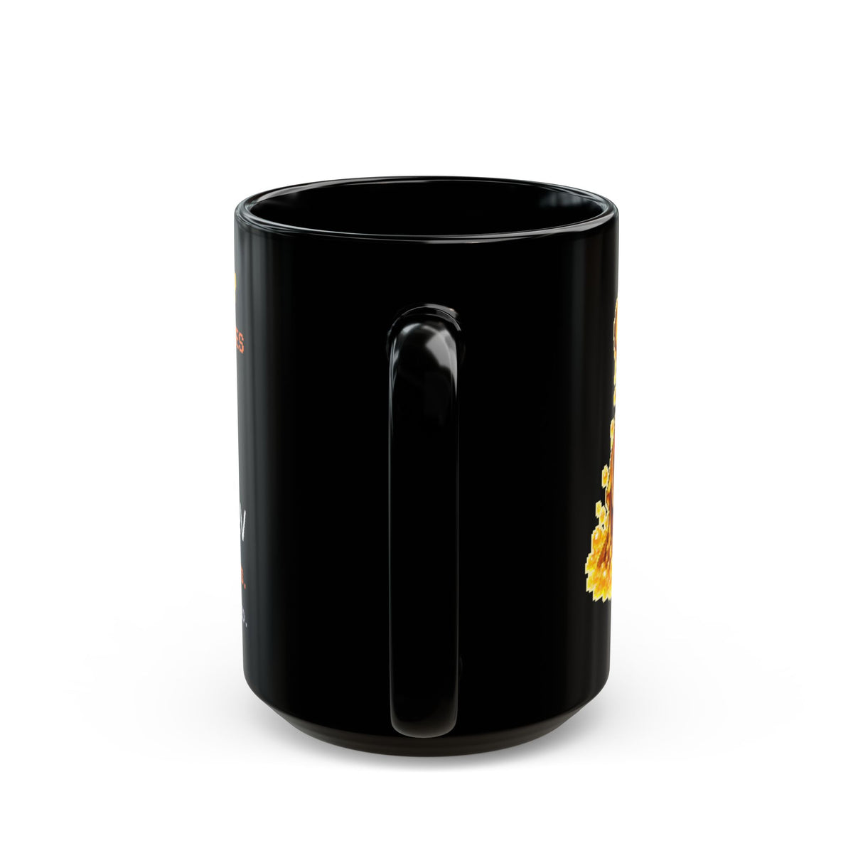 Higgsby – Higgs Mechanism pixel-art physics mug, black ceramic, view 8
