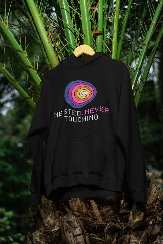 Tokamak Hoodie – NESTED, NEVER TOUCHING | Pixelated Physics – flat front