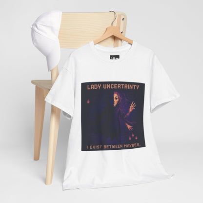 Lady Uncertainty – Quantum Mechanics / Heisenberg’s Limit Pixel Tee - PixelatedPhysics