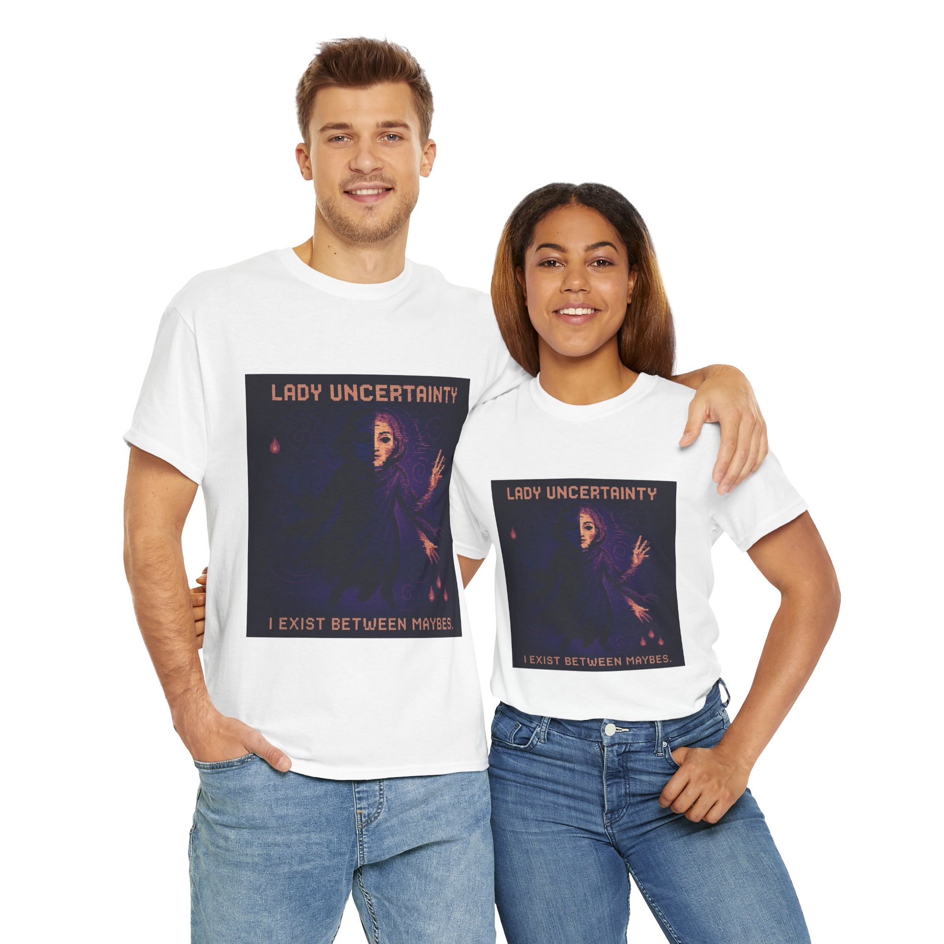 Lady Uncertainty – Quantum Mechanics / Heisenberg’s Limit Pixel Tee - PixelatedPhysics