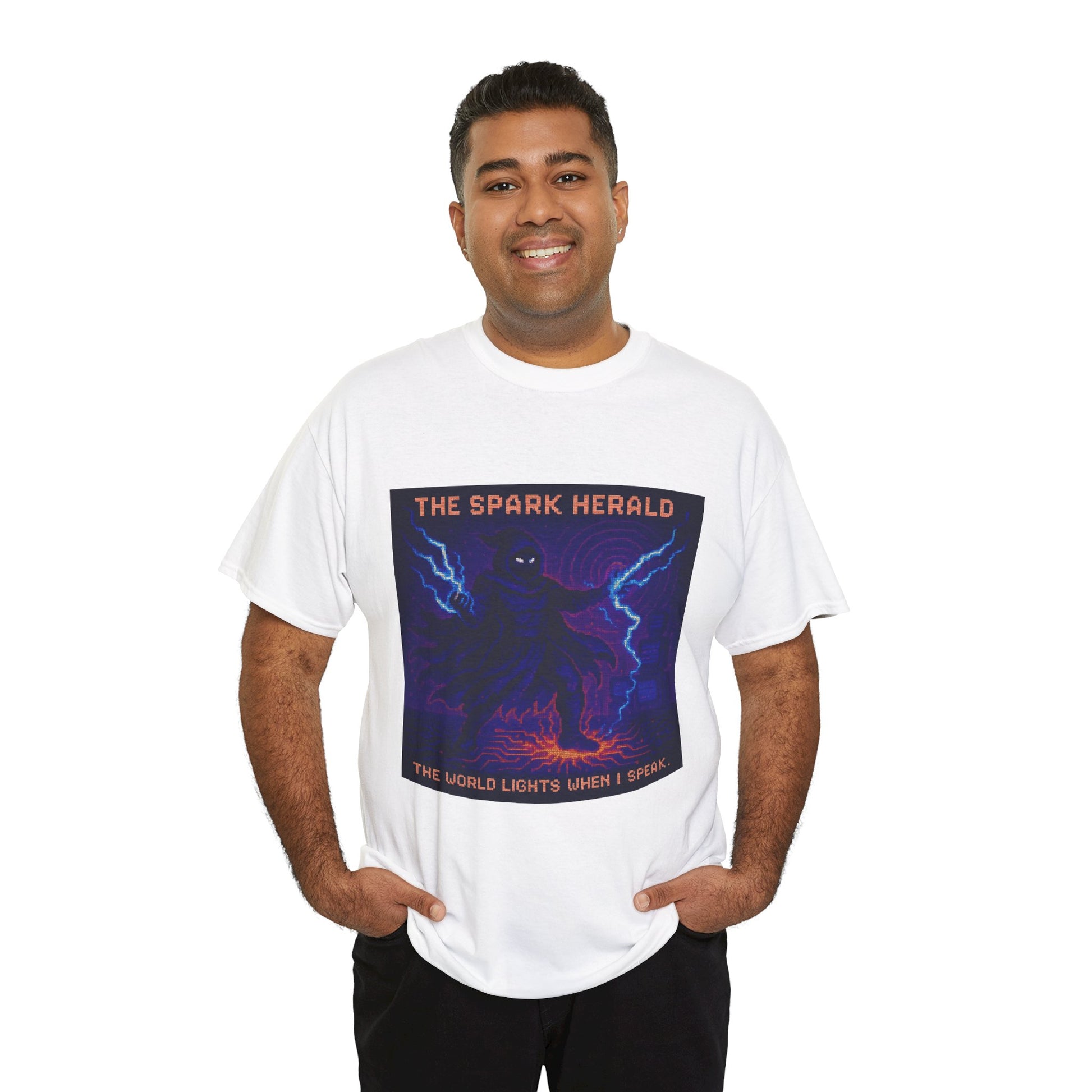 The Spark Herald – Electromagnetism / Lightning Command Pixel Tee - PixelatedPhysics