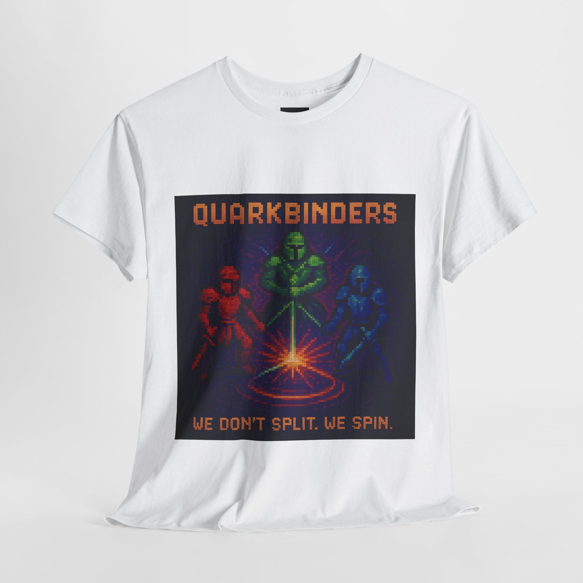 Quarkbinders – Strong Nuclear Force / Tri-Color Spin Lock Pixel Tee - PixelatedPhysics