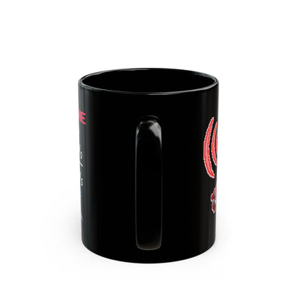 Dopplerine – Doppler Effect pixel-art physics mug, black ceramic, view 5