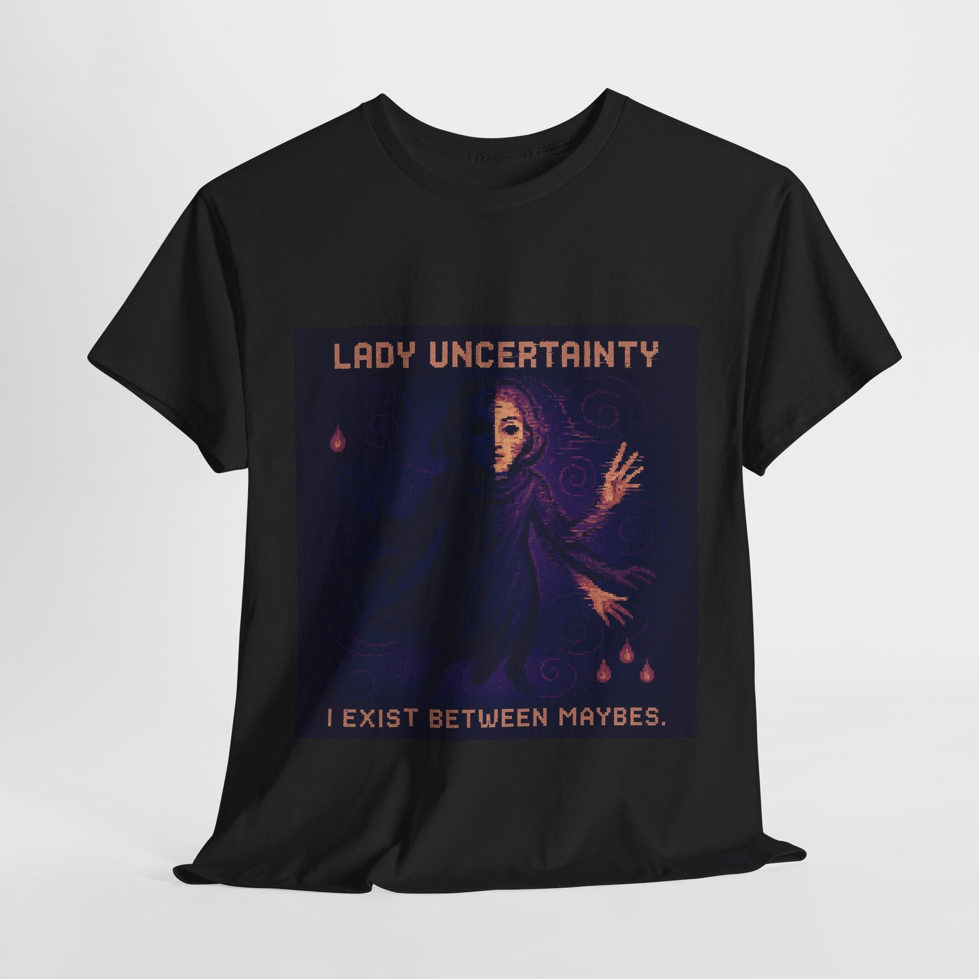 Lady Uncertainty – Quantum Mechanics / Heisenberg’s Limit Pixel Tee - PixelatedPhysics