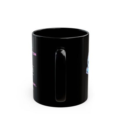 Ghostwall – Quantum Tunnelling pixel-art physics mug, black ceramic, view 5