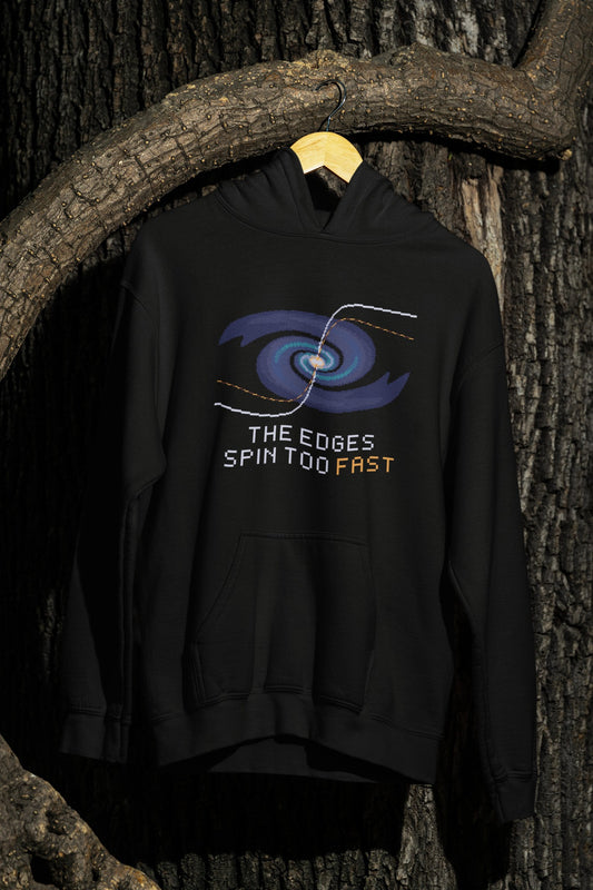 Rotation Curve Hoodie – THE EDGES SPIN TOO FAST | Pixelated Physics – flat front